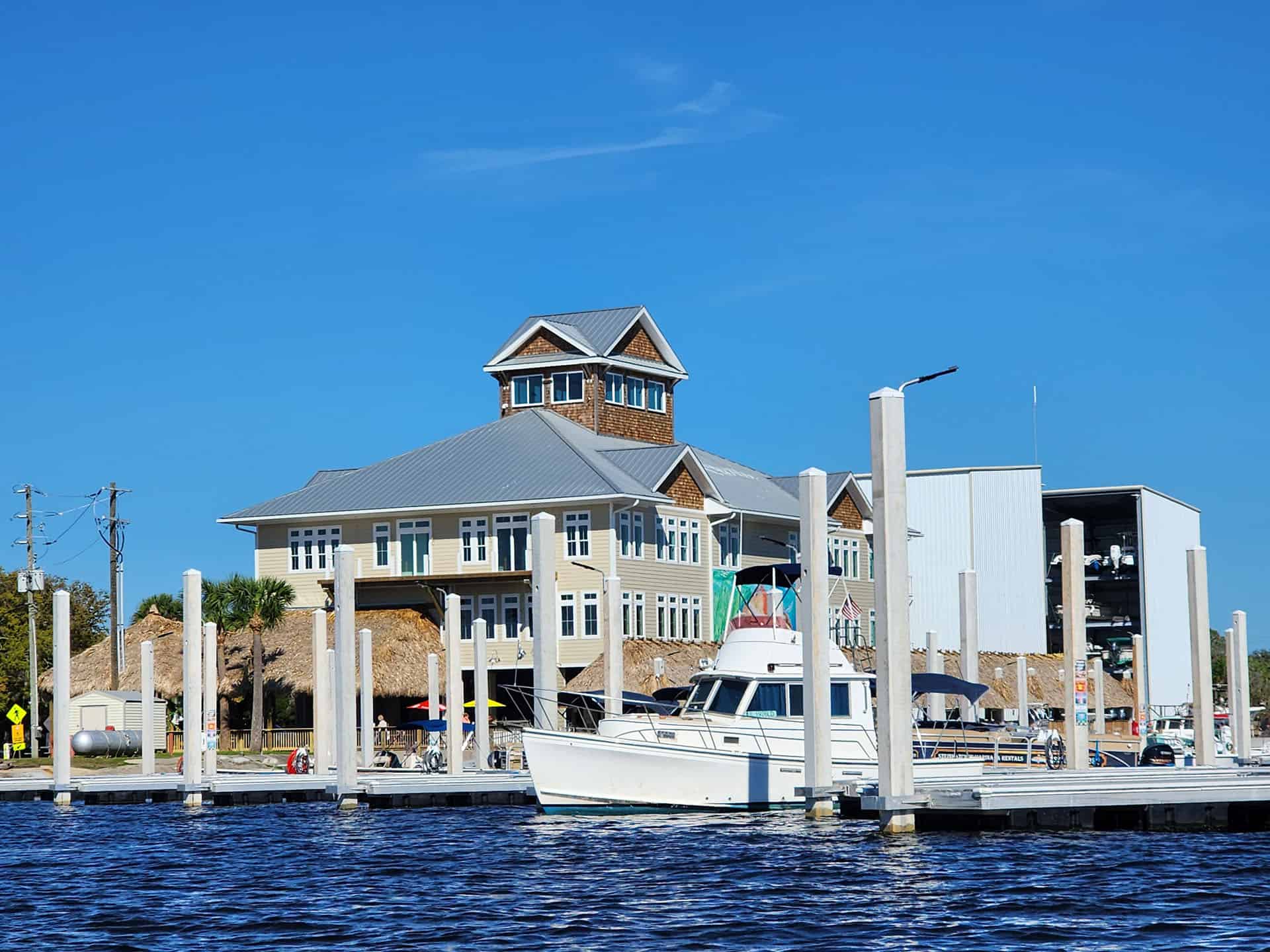 A view of Steinhatchee Marina from the water