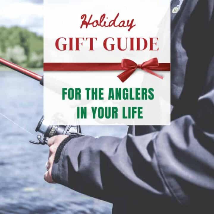 Fisherman fishing with the caption Holiday Gift Guide for the anglers in your life