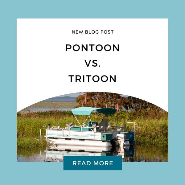 Graphic showing the difference between pontoon boats and tritoon boats