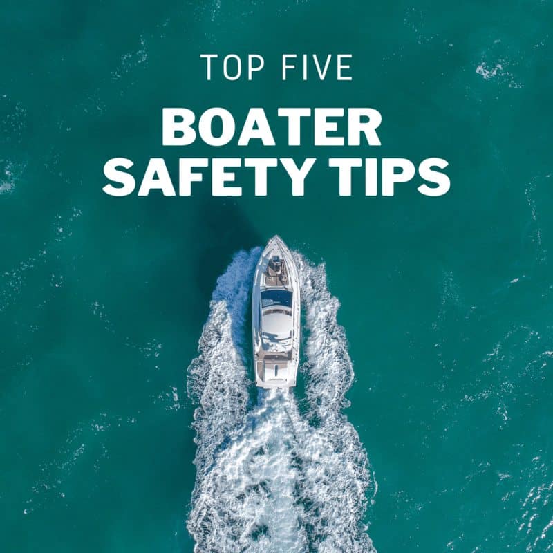 Overhead shot of a boat driving in the water